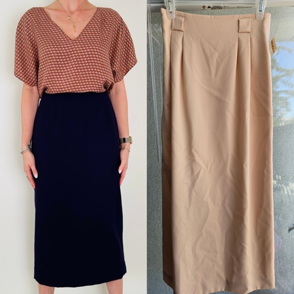 Ellen Tracy Tan Vintage Midi Pencil Skirt for Work - Picture 1 of 12